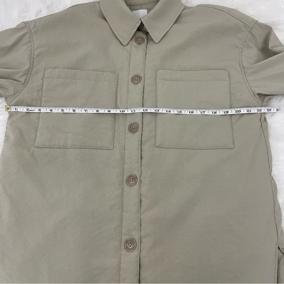 H&M Oversized Shirt Jacket, Padded Shacket, Green/Beige Size Small - Picture 11 of 11